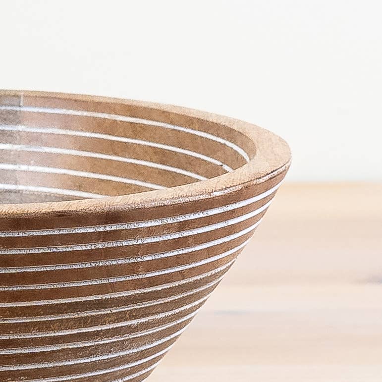 Lined White Washed Serving Bowl, 23cm