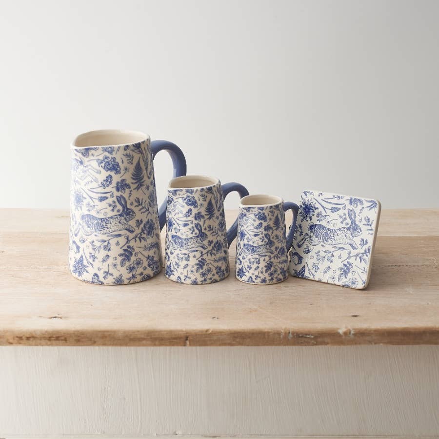 Blue Hare Floral Jug, 9cm