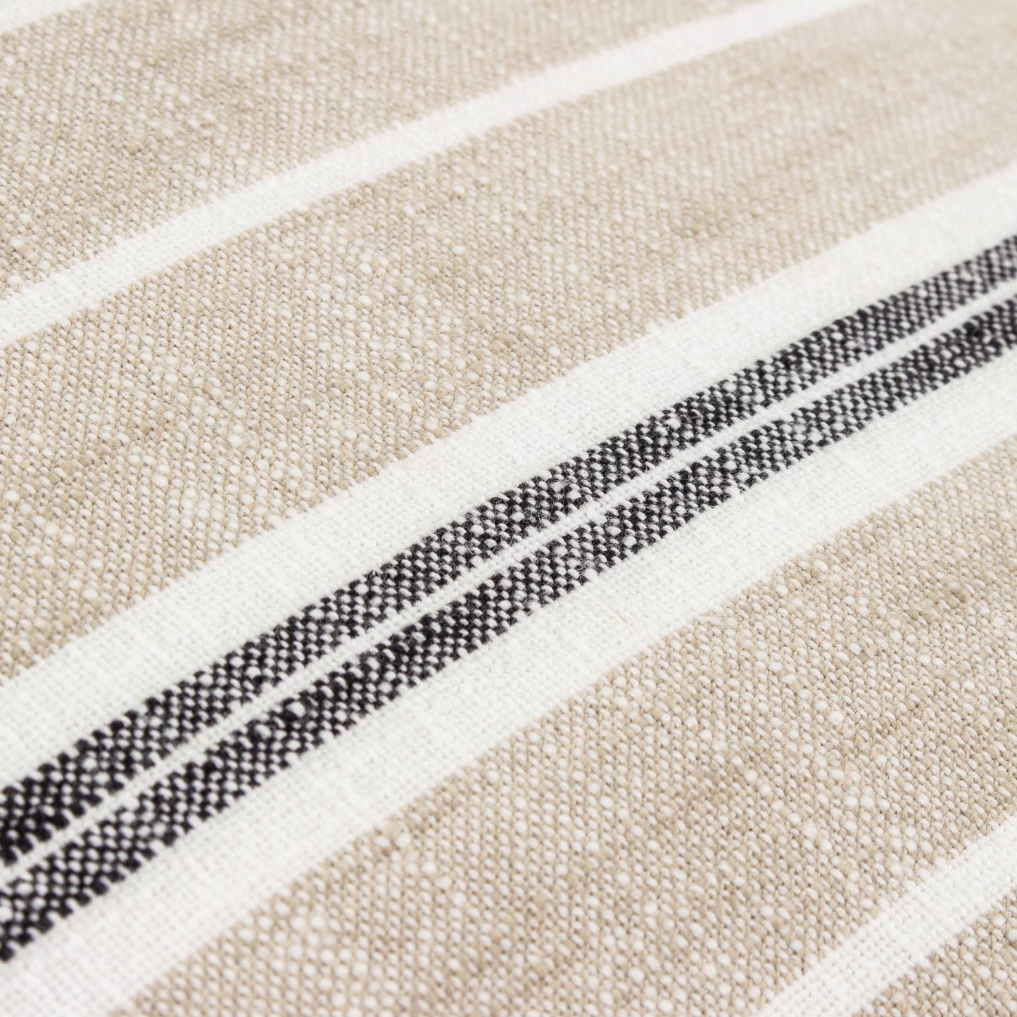 Hebble Striped Cushion Natural Black: Natural Black / Feather Filled / 50 x 50cm