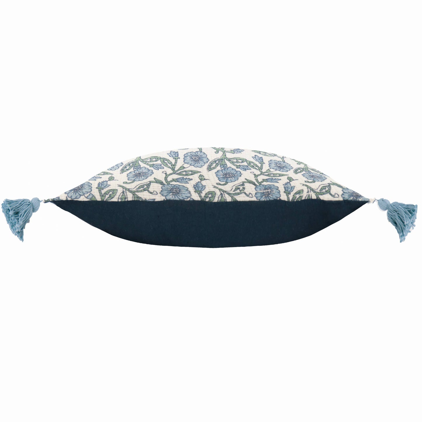 Delphine Floral Tasselled Cushion Delph Blue: Delph Blue / Cover Only / 40 x 60cm