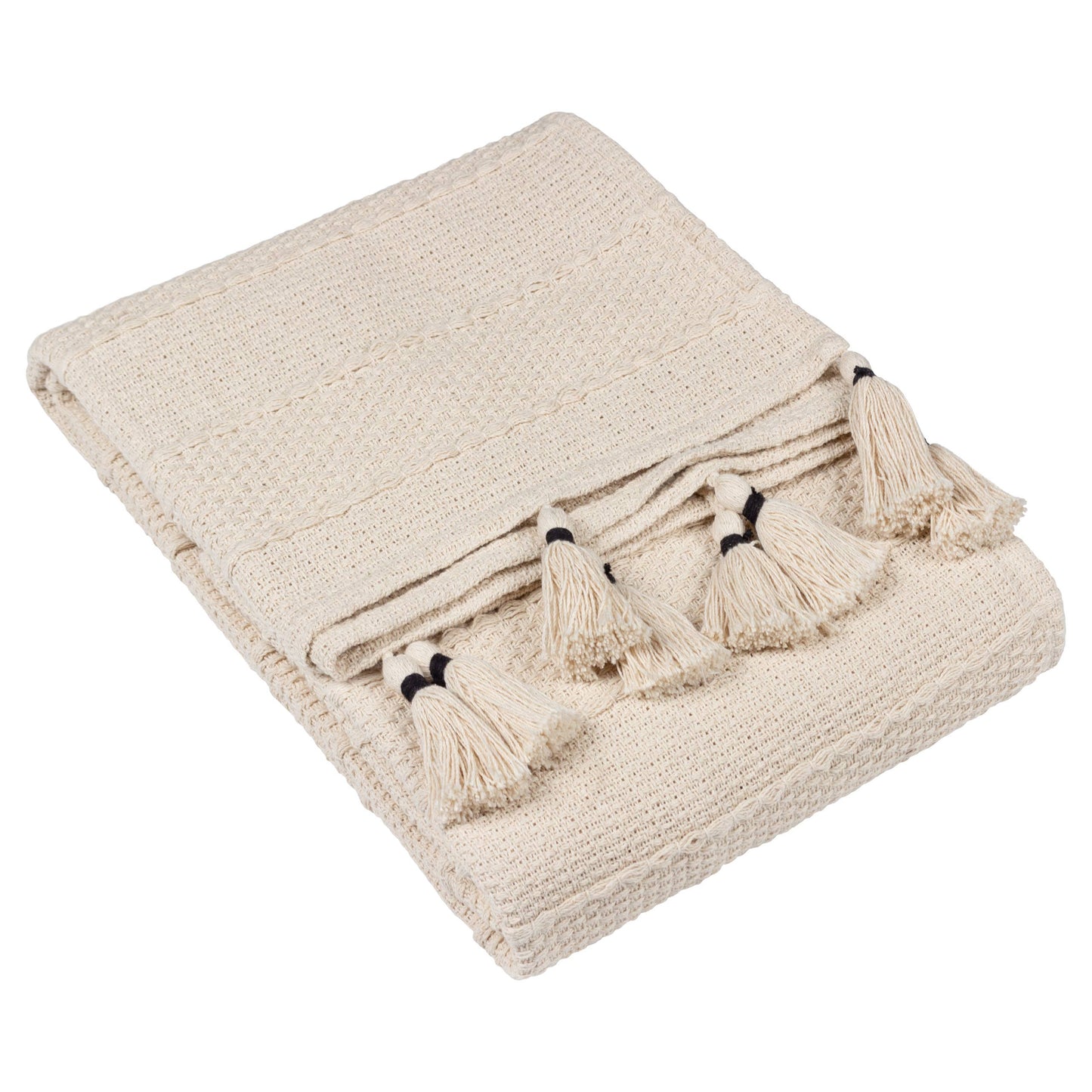 Caliche Woven Tasselled Throw Natural: Natural / 130 x 180cm
