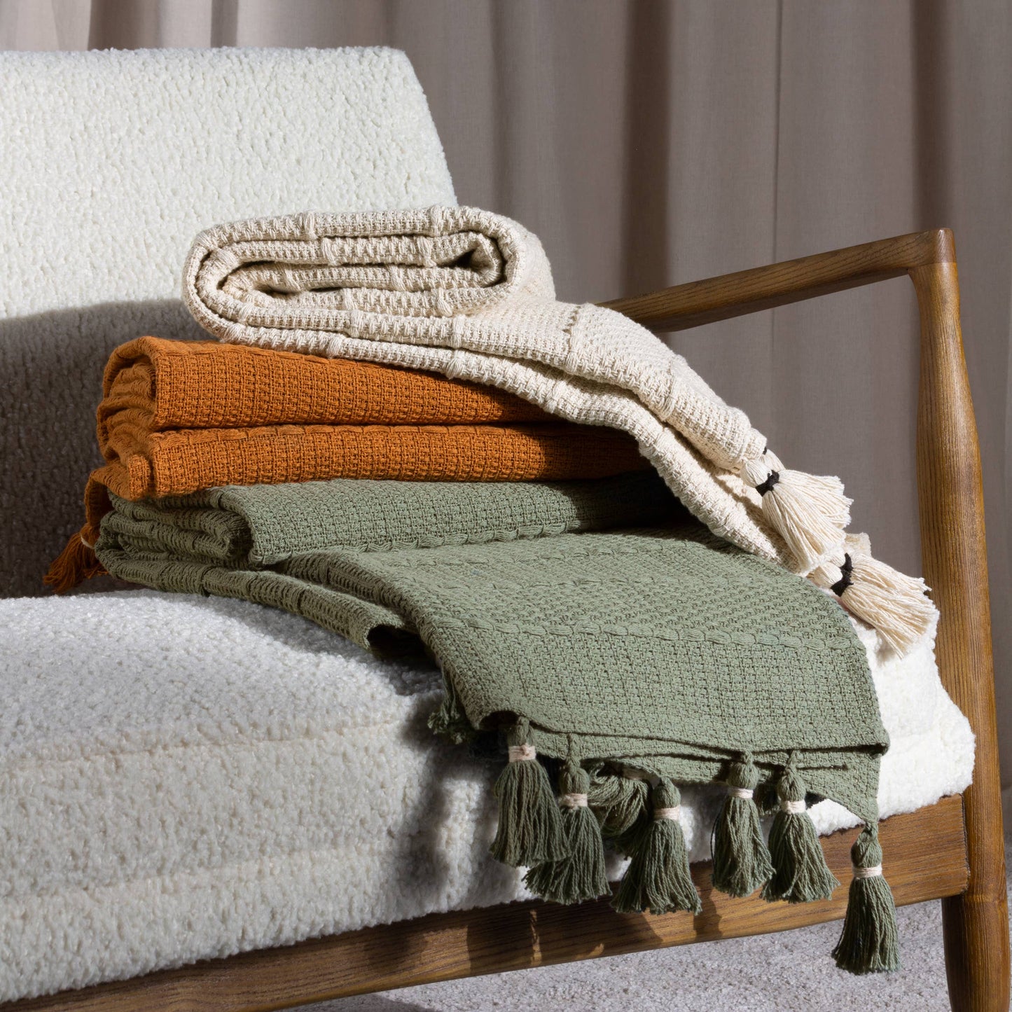 Caliche Woven Tasselled Throw Natural: Natural / 130 x 180cm