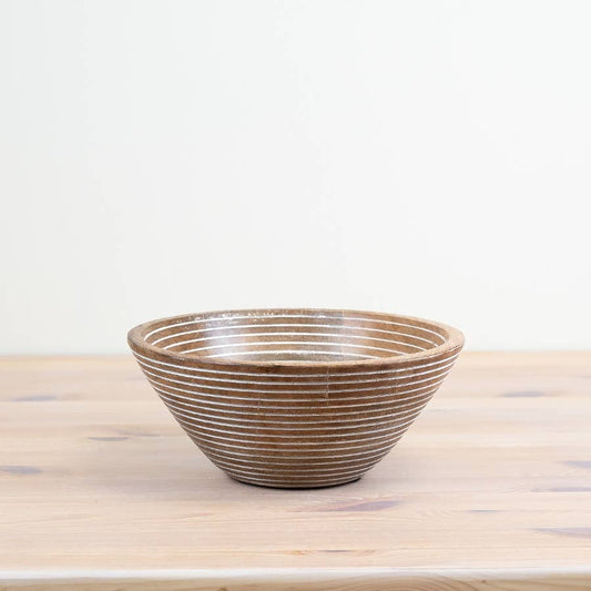 Lined White Washed Serving Bowl, 23cm
