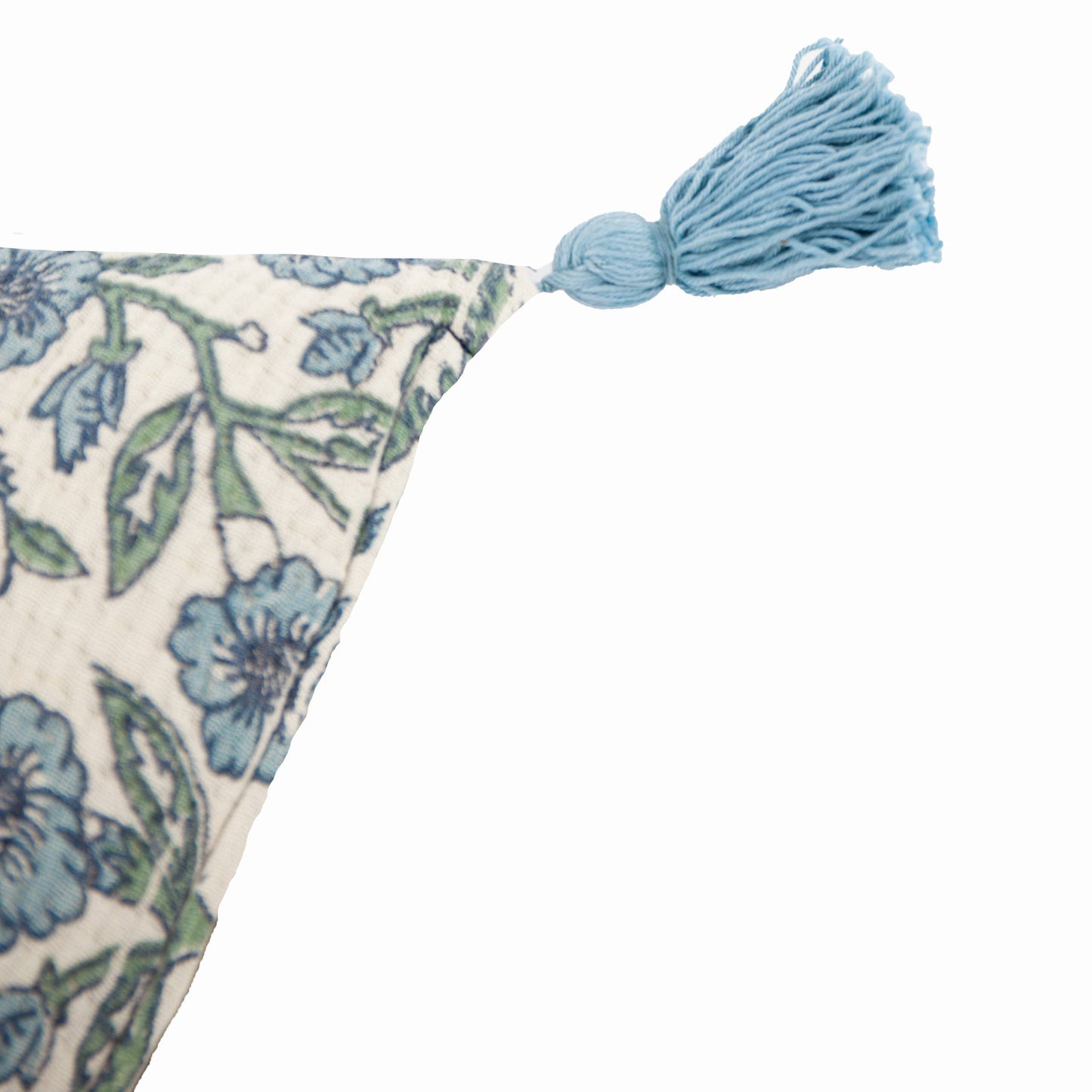 Delphine Floral Tasselled Cushion Delph Blue: Delph Blue / Cover Only / 40 x 60cm